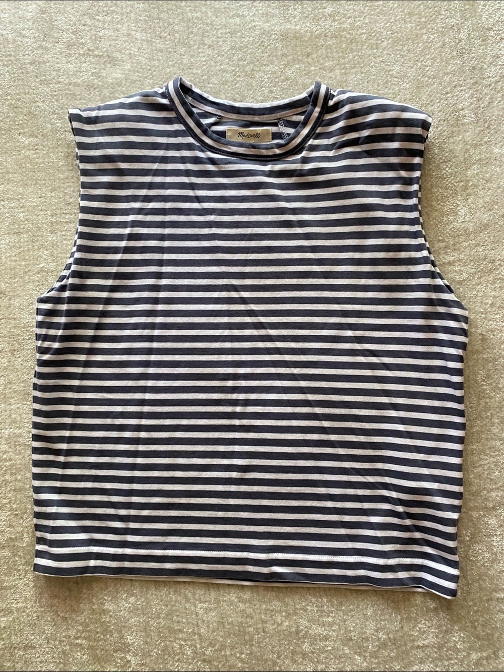 Madewell Navy & White Striped Sleeveless Top